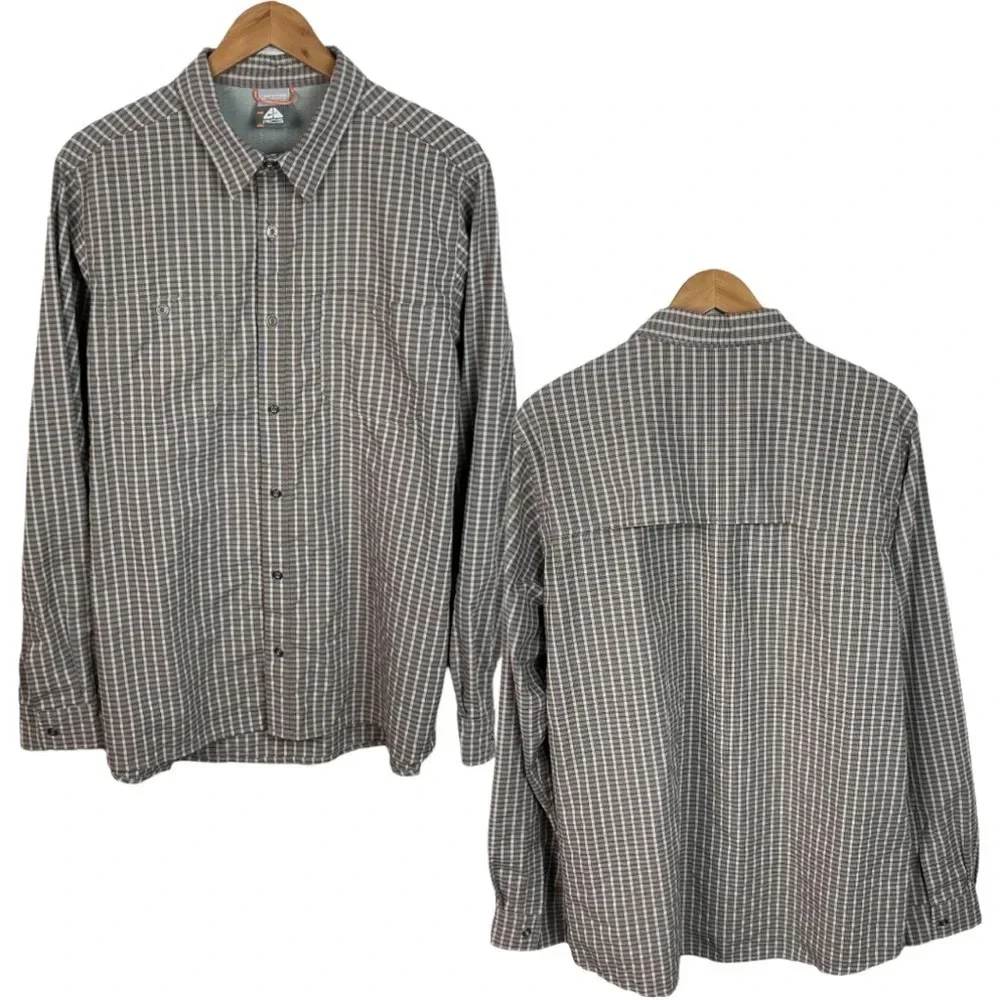 BF853 Mens Nike ACG Athletic Performance Plaid Button Down Shirt XL